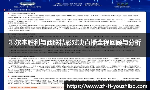 墨尔本胜利与西联精彩对决直播全程回顾与分析